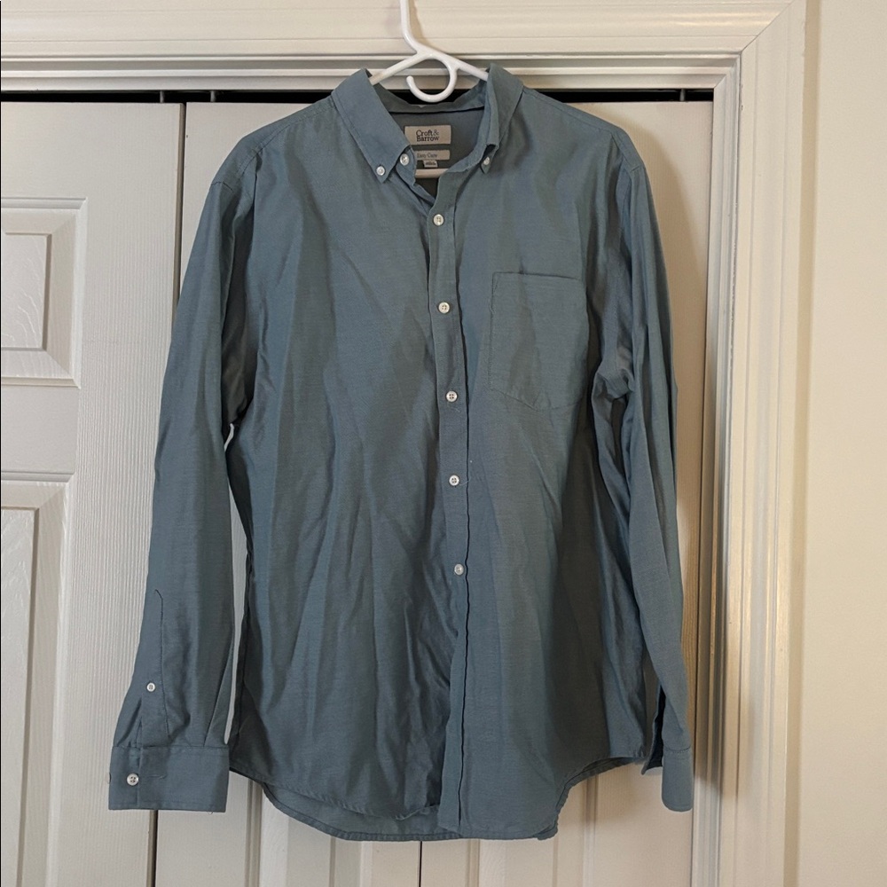 croft & barrow Button-Down Shirt in Seafoam Blue Large Men’s